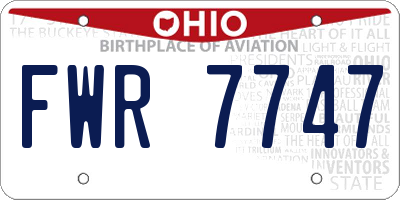 OH license plate FWR7747