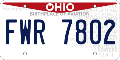 OH license plate FWR7802