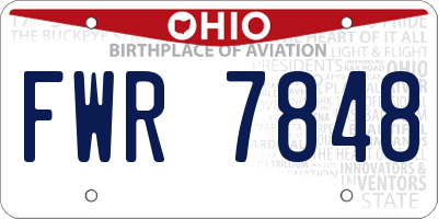 OH license plate FWR7848