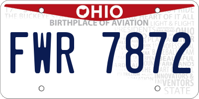OH license plate FWR7872