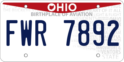OH license plate FWR7892