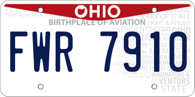 OH license plate FWR7910