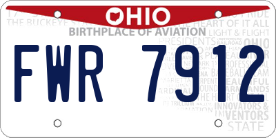 OH license plate FWR7912