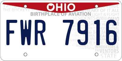 OH license plate FWR7916
