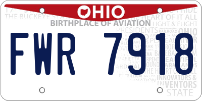 OH license plate FWR7918