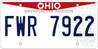 OH license plate FWR7922