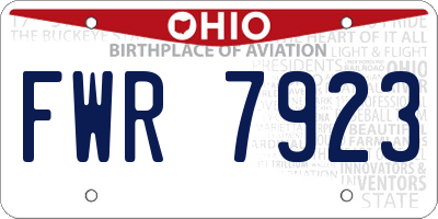 OH license plate FWR7923