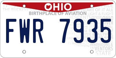 OH license plate FWR7935