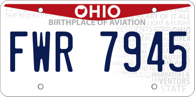 OH license plate FWR7945