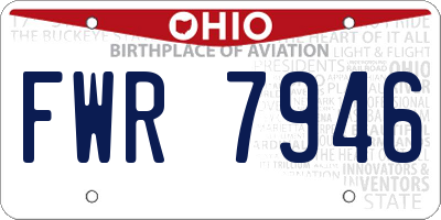 OH license plate FWR7946