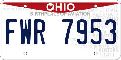 OH license plate FWR7953