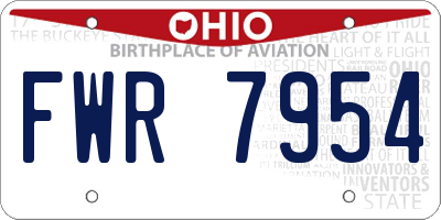 OH license plate FWR7954