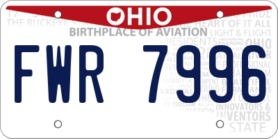 OH license plate FWR7996