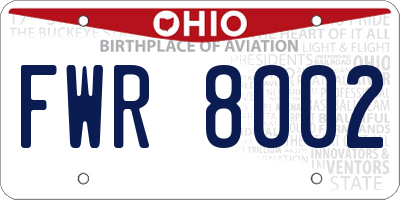 OH license plate FWR8002