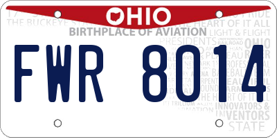 OH license plate FWR8014