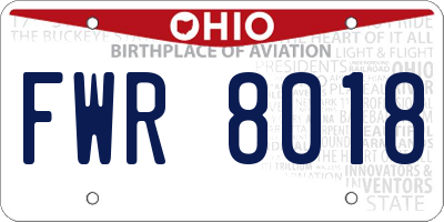 OH license plate FWR8018