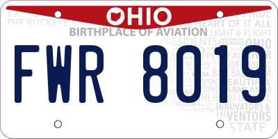 OH license plate FWR8019