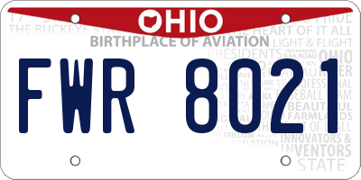 OH license plate FWR8021