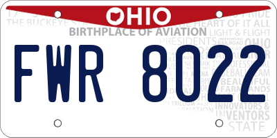 OH license plate FWR8022
