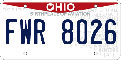 OH license plate FWR8026