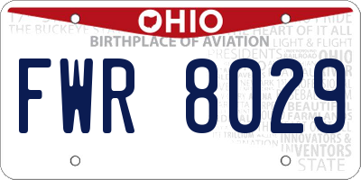 OH license plate FWR8029