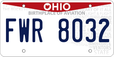 OH license plate FWR8032