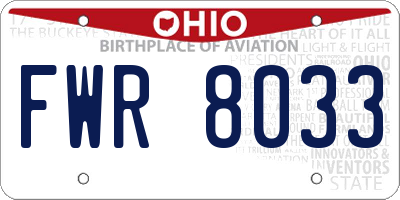 OH license plate FWR8033