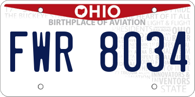 OH license plate FWR8034