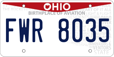 OH license plate FWR8035