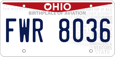 OH license plate FWR8036