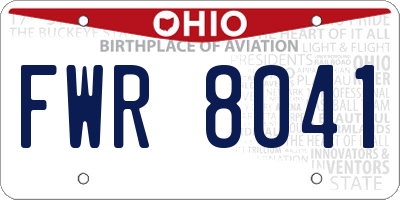 OH license plate FWR8041
