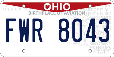OH license plate FWR8043