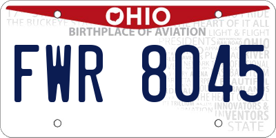 OH license plate FWR8045