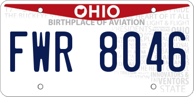 OH license plate FWR8046