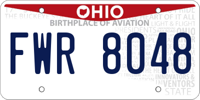 OH license plate FWR8048