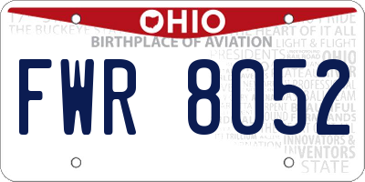 OH license plate FWR8052