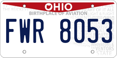 OH license plate FWR8053