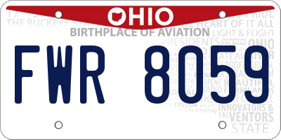 OH license plate FWR8059