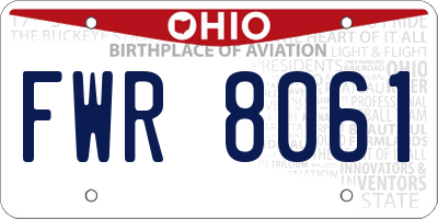 OH license plate FWR8061
