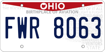 OH license plate FWR8063