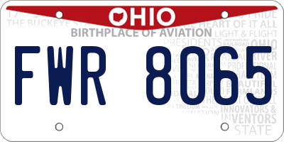 OH license plate FWR8065