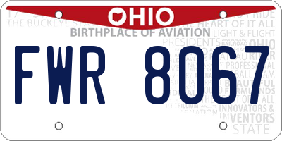 OH license plate FWR8067