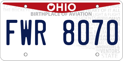 OH license plate FWR8070