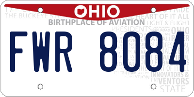 OH license plate FWR8084