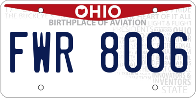 OH license plate FWR8086