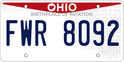 OH license plate FWR8092