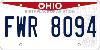 OH license plate FWR8094