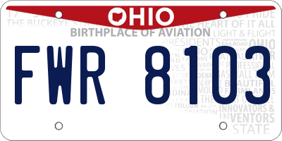 OH license plate FWR8103