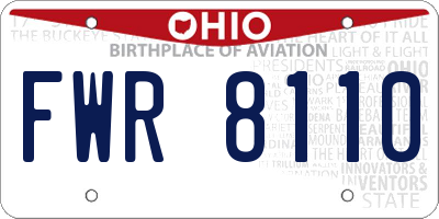 OH license plate FWR8110