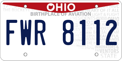 OH license plate FWR8112